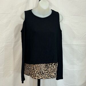 Generation Love Black Asymmetrical Long Sleeve Top NEW
